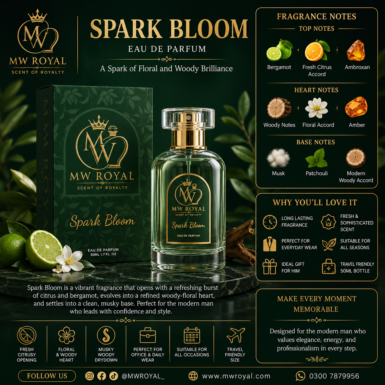 MW ROYAL Spark Bloom Eau De Parfum – 50ml | Fresh Luxury Fragrance Pakistan