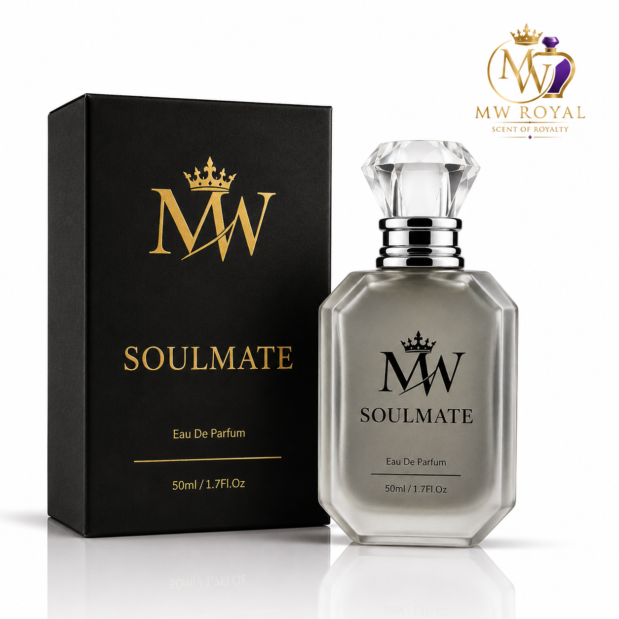 MW ROYAL Soulmate original luxury perfume bottle with elegant black Eau De Parfum box